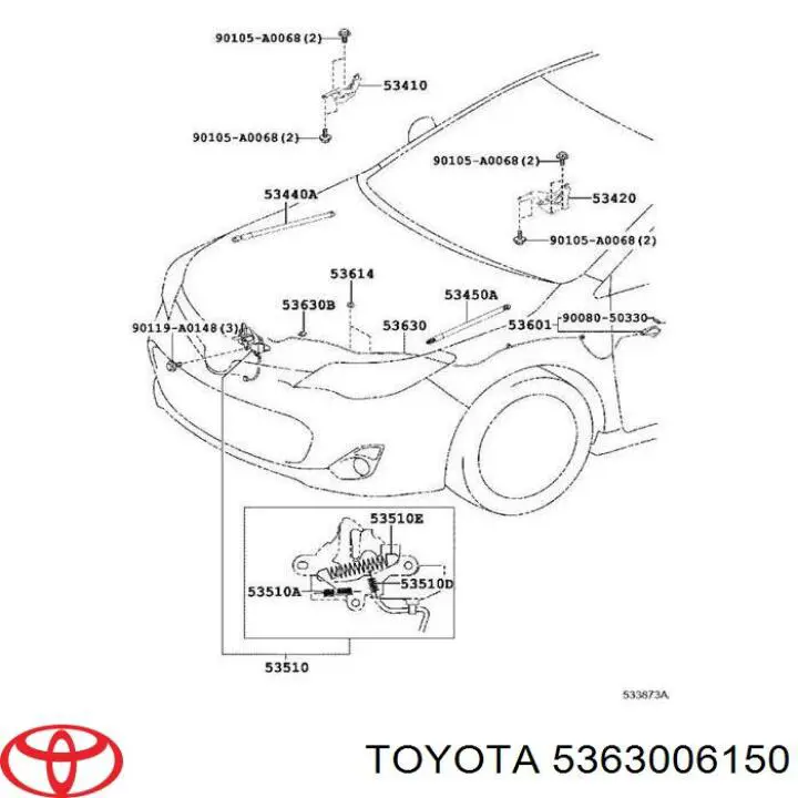 5363006150 Toyota Linka otwierania maski