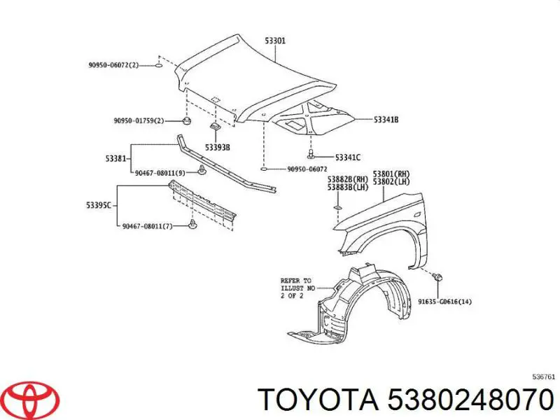 Błotnik przedni lewy Toyota Highlander I SUV (ACU2, MCU2) (2000 - 2007) cena, od 90,74 USD
