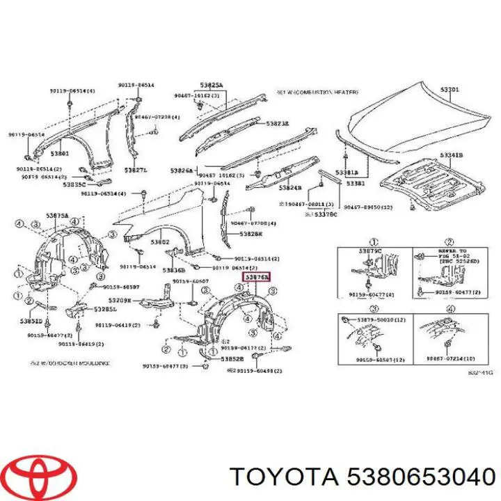 5380653040 Toyota Nadkole błotnika przedniego lewe