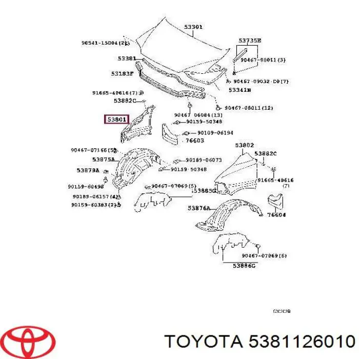 5381126010 Toyota Błotnik przedni prawy