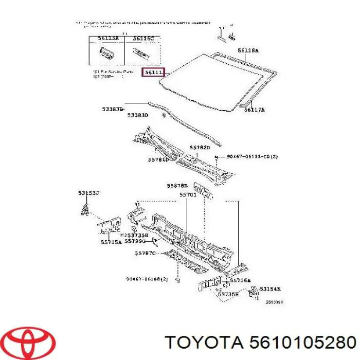 Szyba przednia Toyota 5610105280 cena, od 1055,36 USD