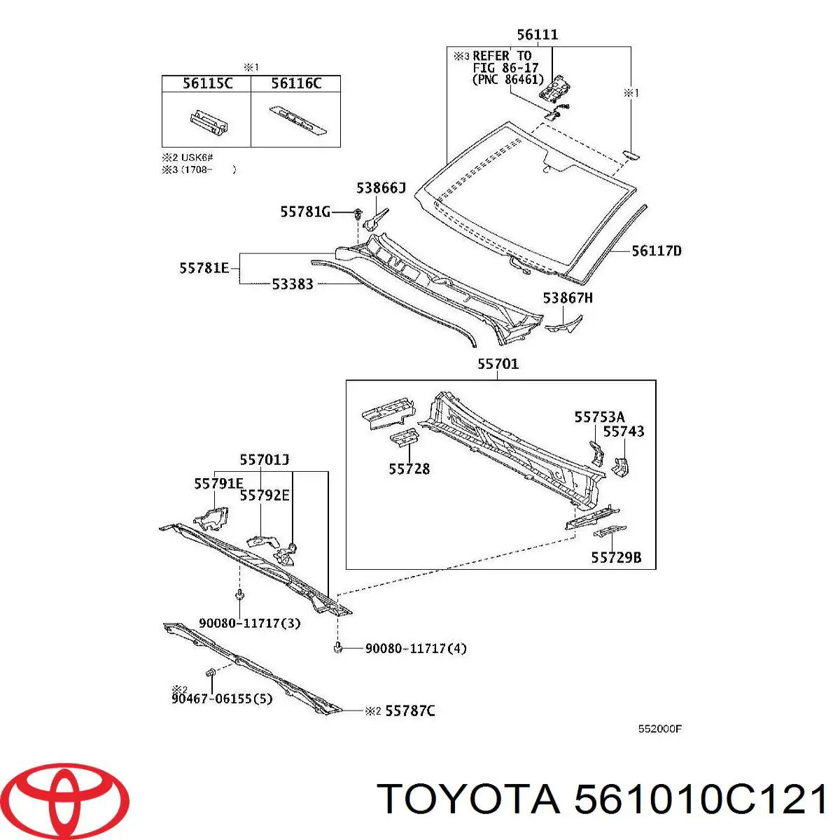561010C121 Toyota Szyba przednia