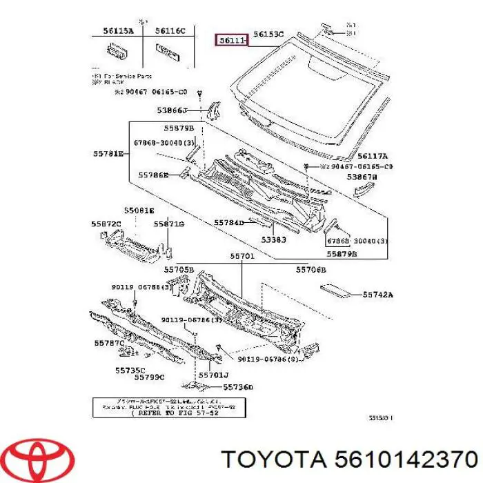 Szyba przednia Toyota 5610142160 cena, od 131,74 USD