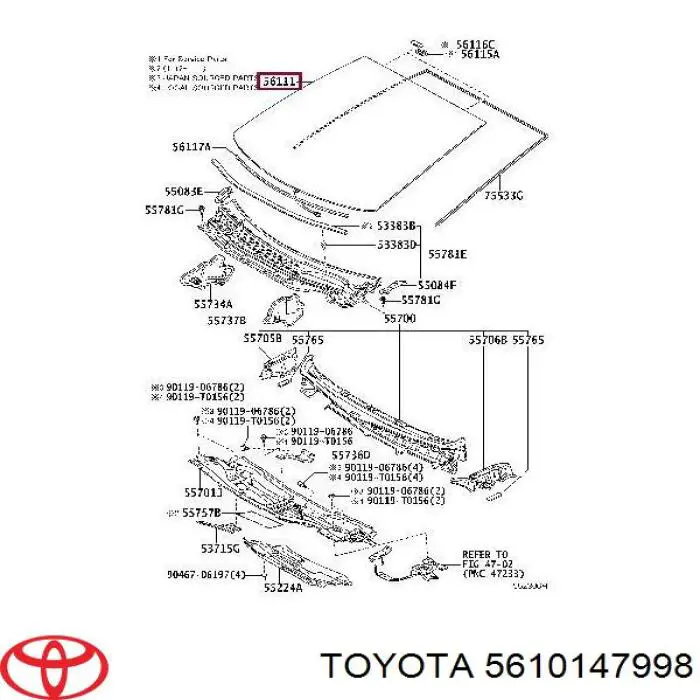 5610147909 Toyota Szyba przednia