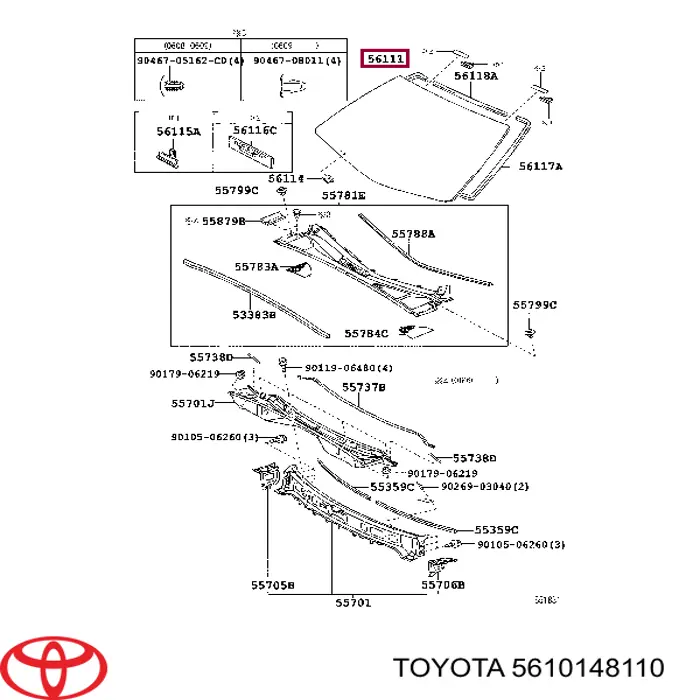 5610148110 Toyota Szyba przednia