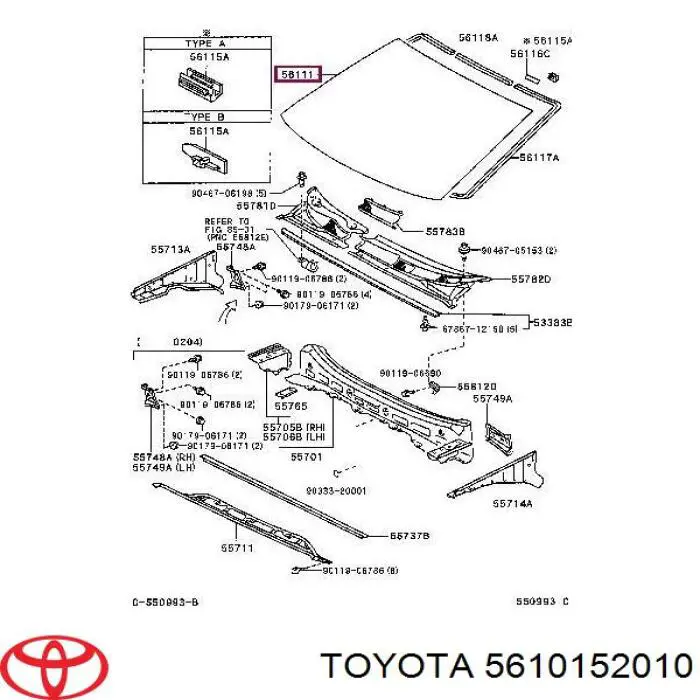 5610152010 Toyota Szyba przednia