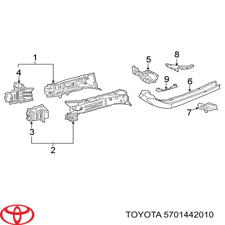 5701442010 Toyota Wspornik wzmocnienia zderzaka przedniego