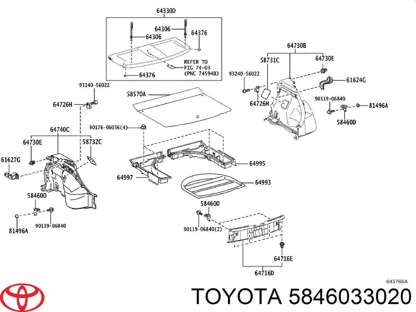 Hak mocowania ładunku Toyota 5846033020 cena, od 7,84 USD