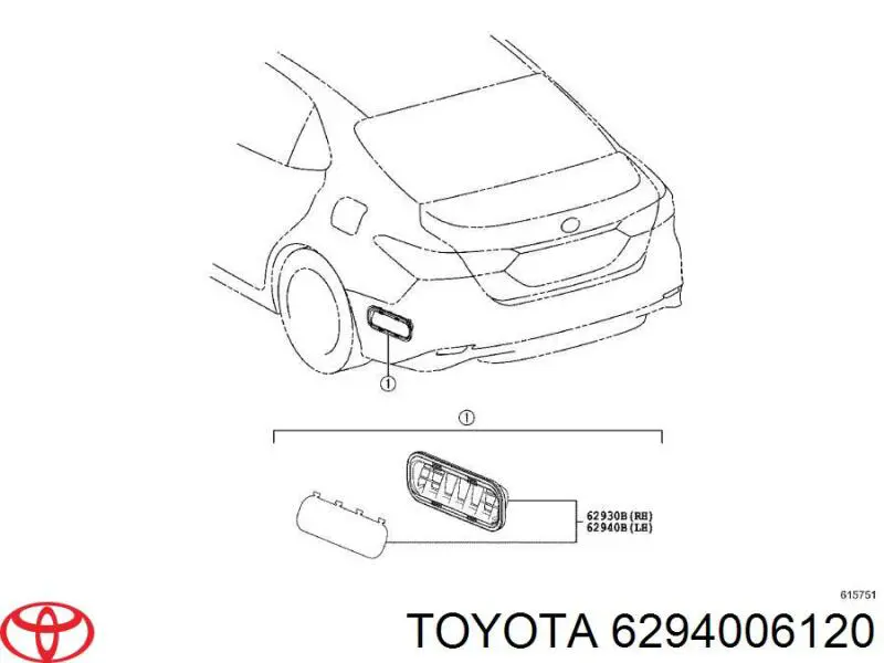 6294006120 Toyota Kratka wentylacji wnętrza tylna prawa