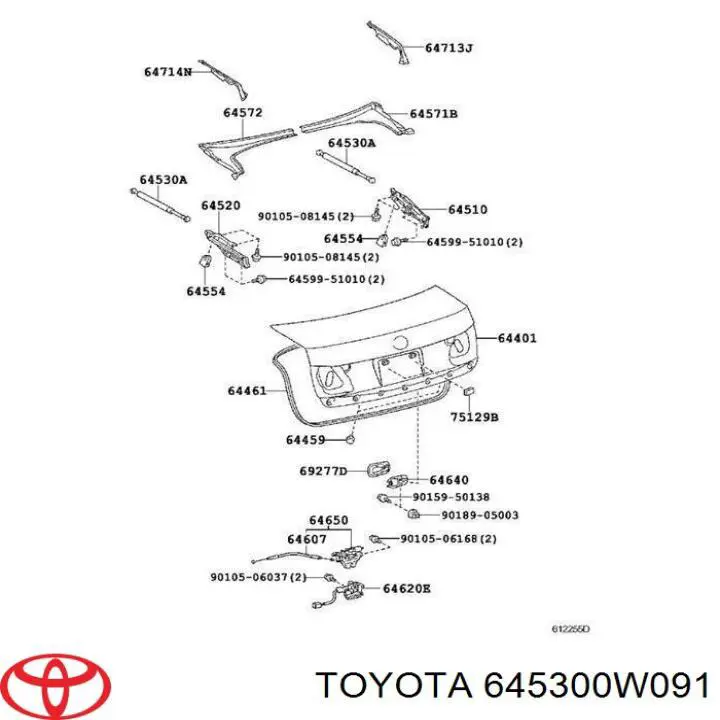 Do koszyka 645300W091 Toyota Amortyzator klapy bagażnika (3/5 drzwi-tylnych)
