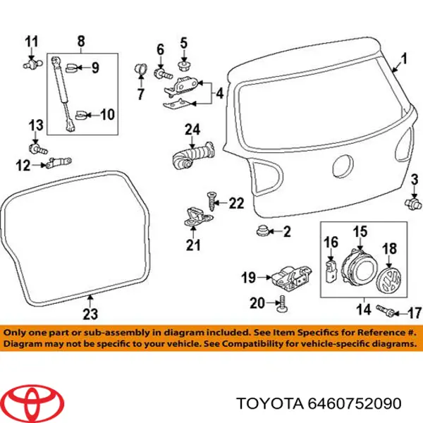 Linka otwierania bagażnika (drzwi 3/5 tylnych) Toyota 6460752090 cena, od 30,24 USD