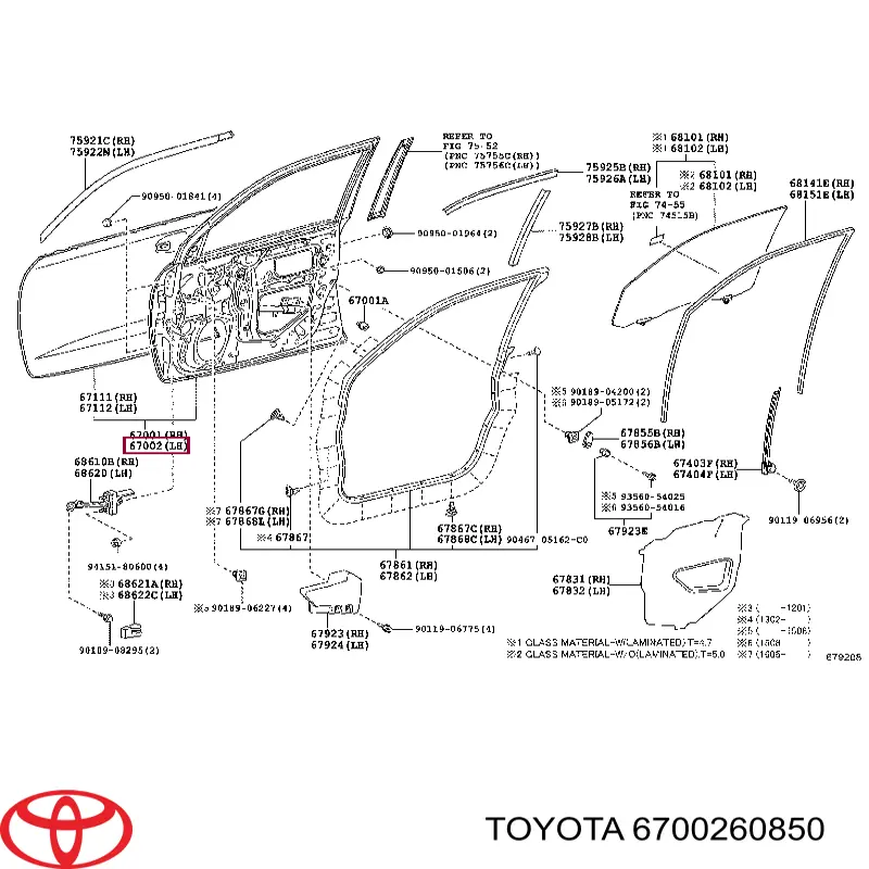 Drzwi przednie lewe Toyota 6700260850 cena, od 967,13 USD