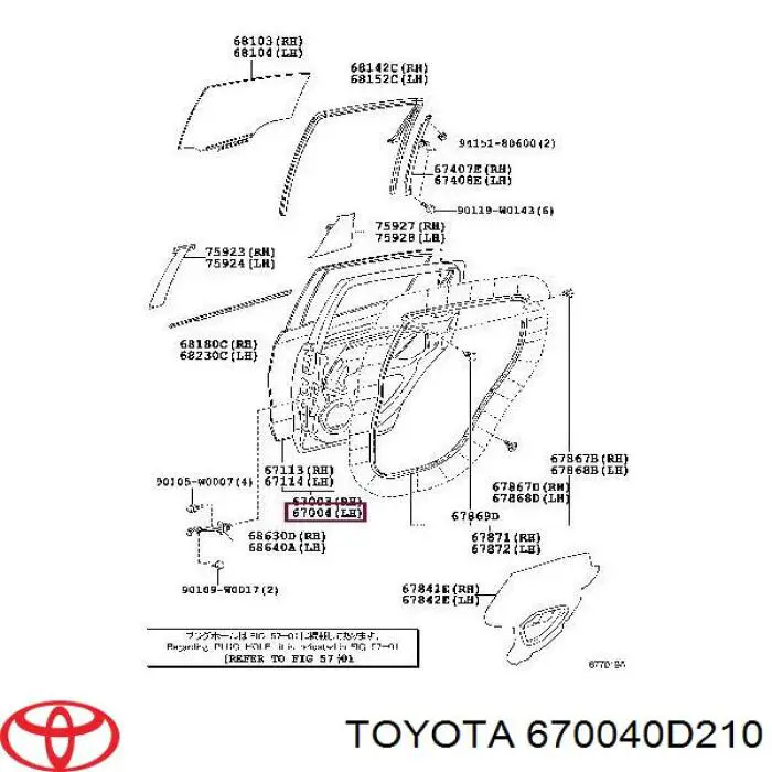 670040D210 Toyota Drzwi tylne lewe