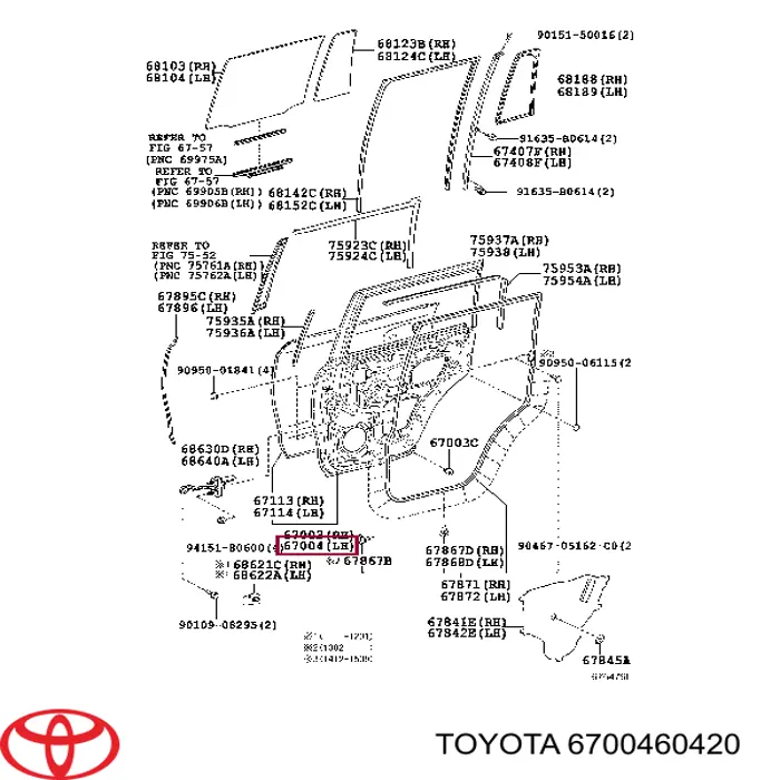 Do koszyka 6700460420 Toyota Drzwi tylne lewe