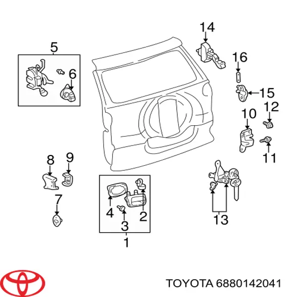 Do koszyka 6880142041 Toyota Zawias klapy bagażnika