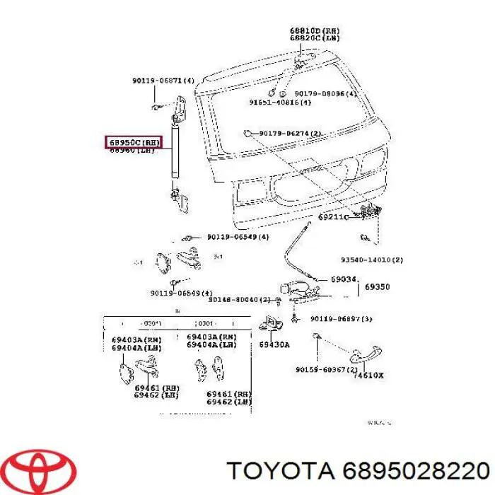 Amortyzator klapy bagażnika (3/5 drzwi-tylnych) do Toyota Previa  ACR3
