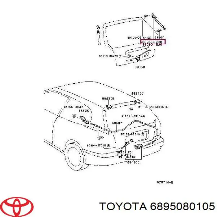 6895080105 Toyota amortyzator klapy bagażnika (3/5 drzwi-tylnych)