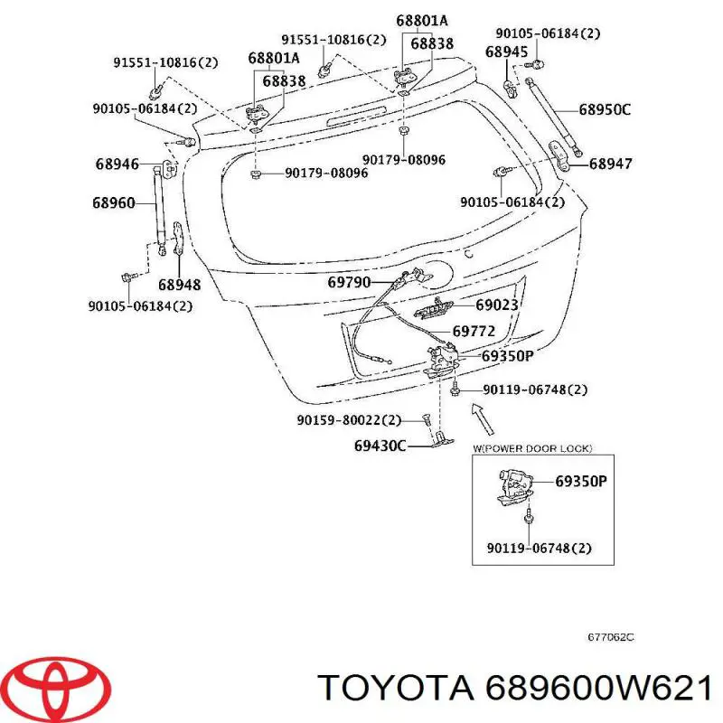 689600W621 Toyota Amortyzator klapy bagażnika (3/5 drzwi-tylnych)