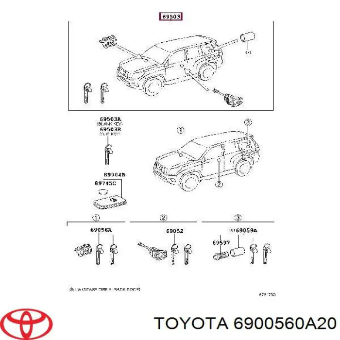 Zestaw wkładek zamków Toyota Land Cruiser PRADO SUV (J150) (2009 - 2026) cena, od 417,01 USD