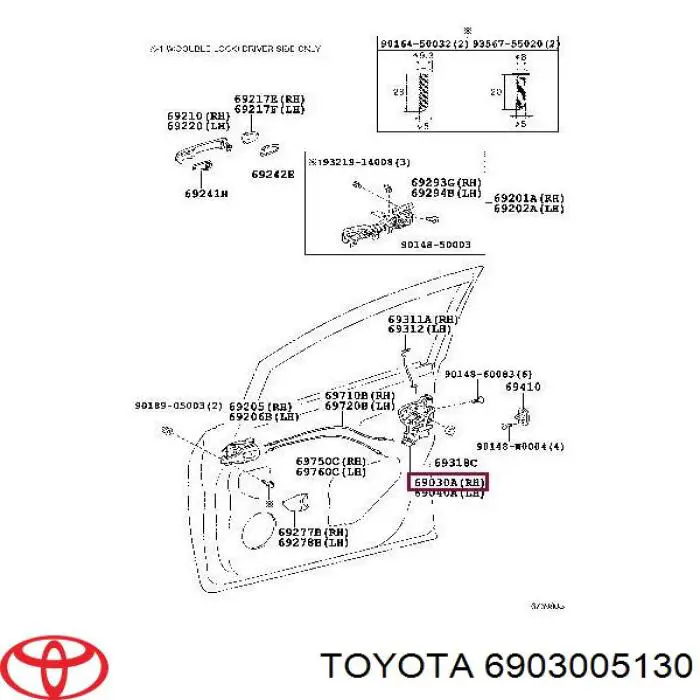 Zamek drzwi przednich prawych do Toyota Avensis III T27