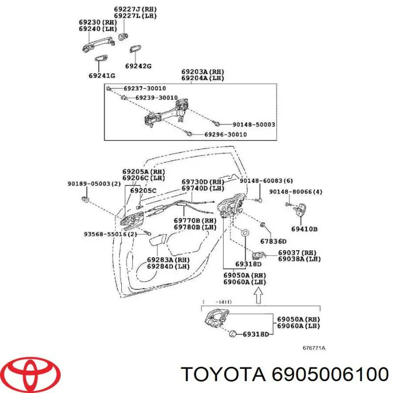 Zamek drzwi tylnych prawych Toyota RAV4 4 (A4)