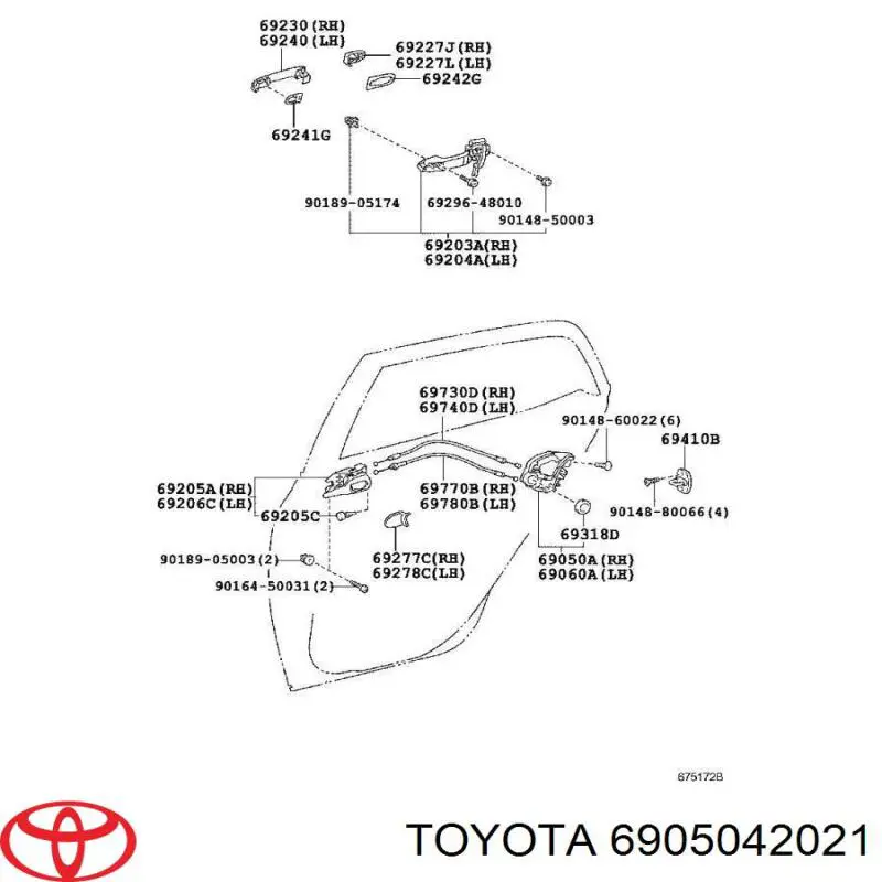 Zamek drzwi tylnych prawych Toyota RAV4 3 (A3)