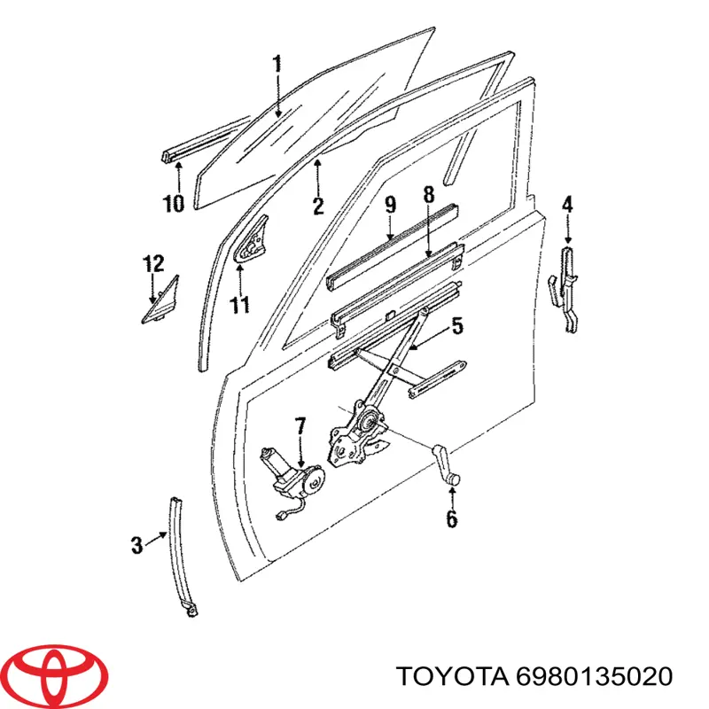 Mechanizm podnoszenia szyby drzwi przednich prawych do Toyota Hilux  N
