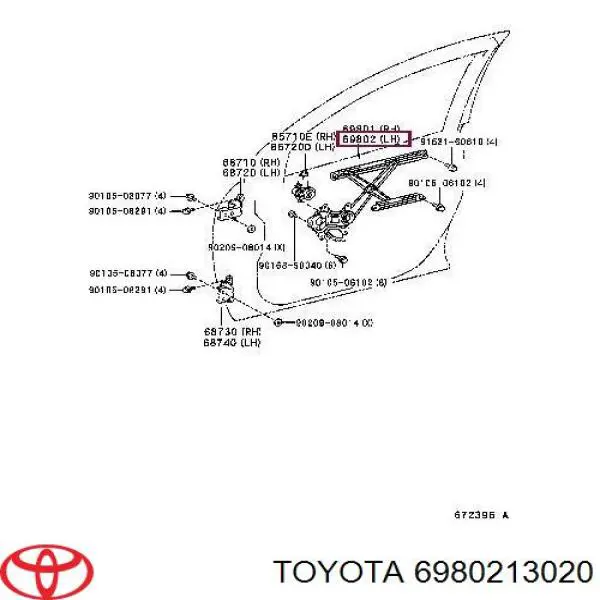 Mechanizm podnoszenia szyby drzwi przednich lewych Toyota 6980213020 cena, od 148,33 USD