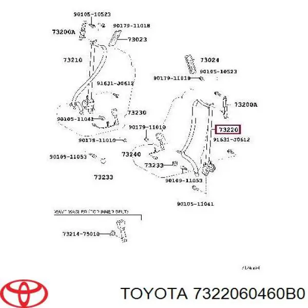 Pas bezpieczeństwa przedni lewy Toyota 7322060460B0 cena, od 163,45 USD