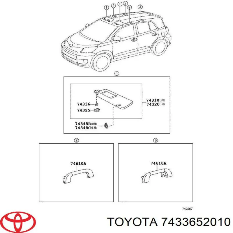 Do koszyka 7433652010 Toyota Zacisk / spinka / mocowanie osłony przeciwsłonecznej