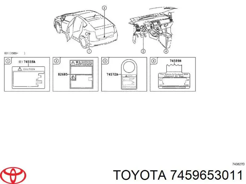 Naklejka bocznej poduszki powietrznej (AIR BAG) Toyota RAV4 3 (A3)