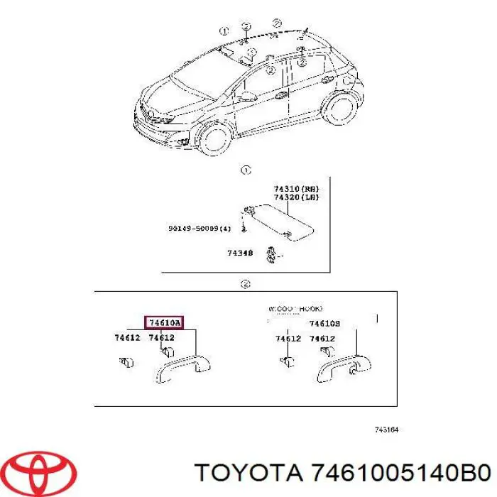 7461005140B0 Toyota Rączka szyberdachu kabiny