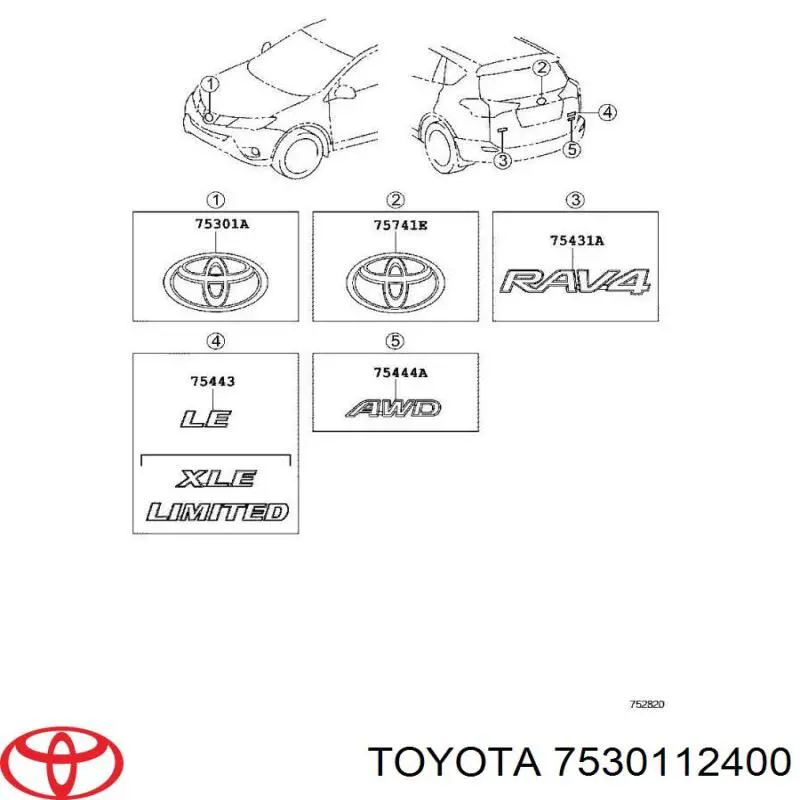 Emblemat na atrapę chłodnicy Toyota RAV4 4 (A4)