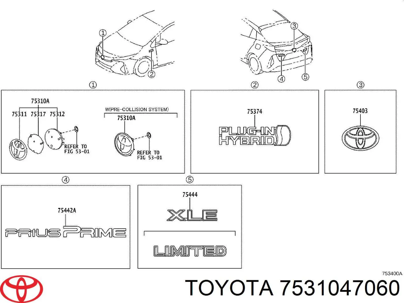 Emblemat na atrapę chłodnicy Toyota Prius (ZVW5)