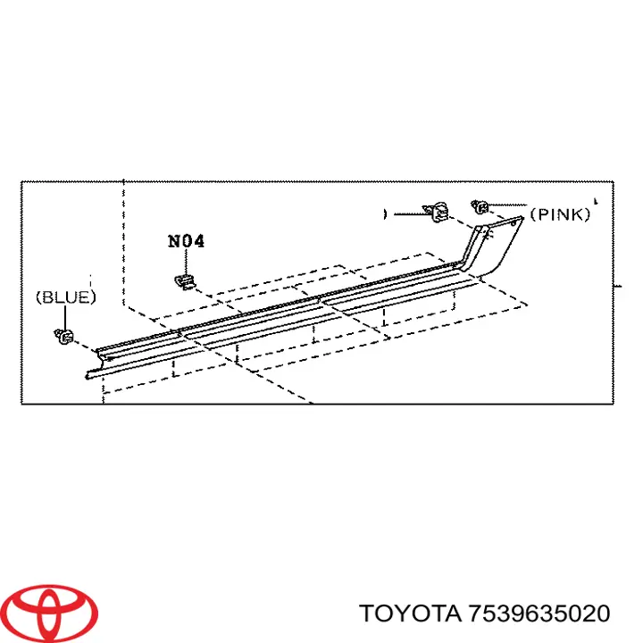 Spinka mocowania nakładek progów Toyota 7539635020 cena, od 0,97 USD