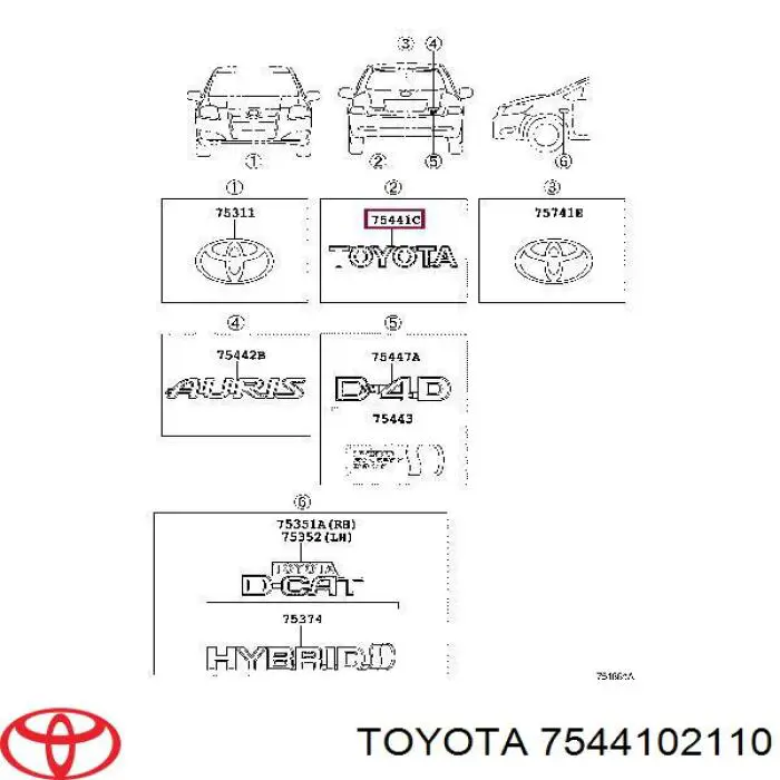 Emblemat na klapę bagaznika (znaczek firmowy) Toyota Auris UKP hatchback (E15) (2007 - 2013) cena, od 77,24 USD
