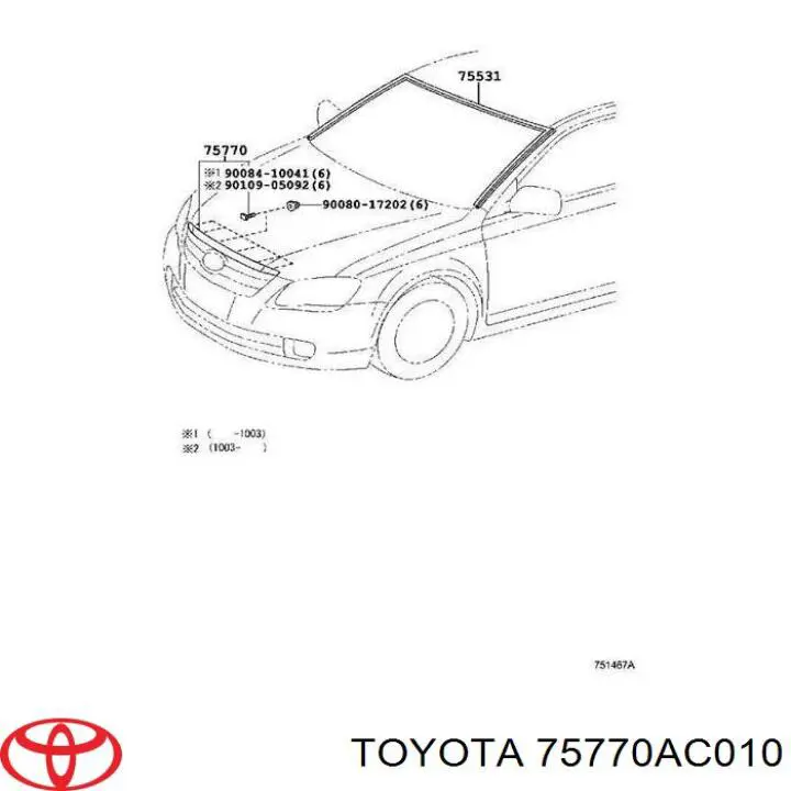 Listwa ochronna maski Toyota Avalon sedana (GSX30) (2005 - 2012) cena, od 140,34 USD