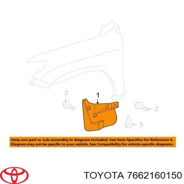 Chlapacz przedni prawy Toyota 7662160150 cena, od 37,03 USD