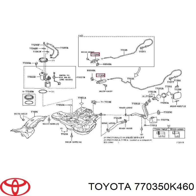 Linka otwierania klapki wlewu paliwa Toyota 770350K460 cena, od 28,89 USD