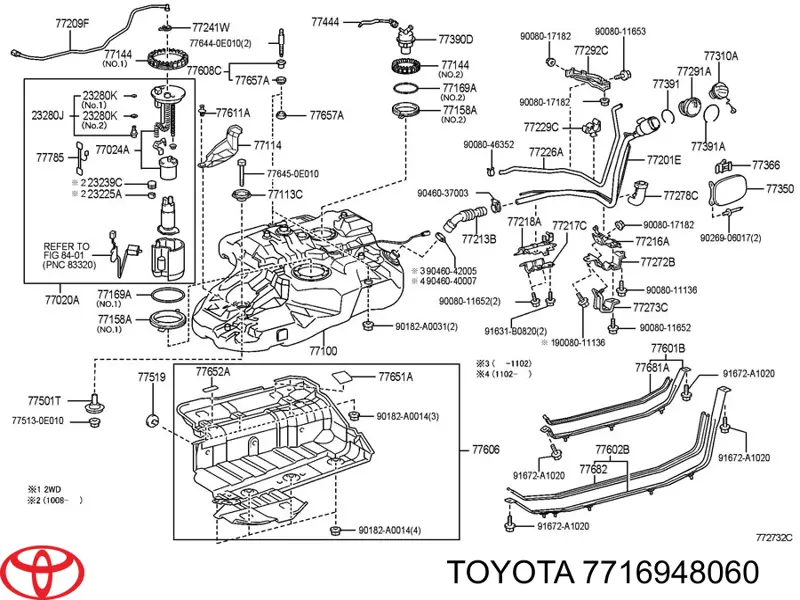 Do koszyka 7716948060 Toyota Uszczelka obudowy filtra paliwa