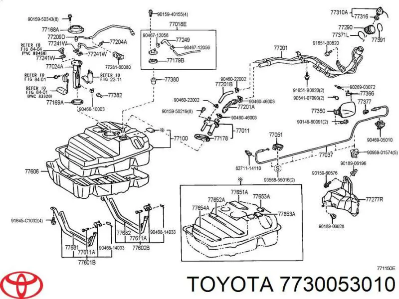 Do koszyka 7730053010 Toyota Korek wlewu paliwa