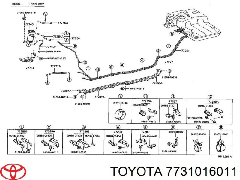 Korek wlewu paliwa Toyota 7731016011 cena, od 59,69 USD