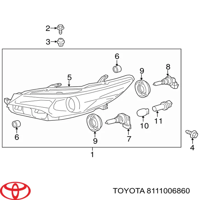 Do koszyka 8111006860 Toyota Reflektor prawy