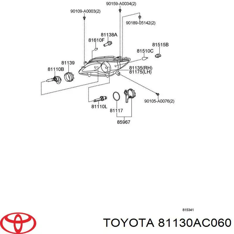 Reflektor prawy Toyota Avalon sedana (GSX30) (2005 - 2012) cena, od 1106,56 USD