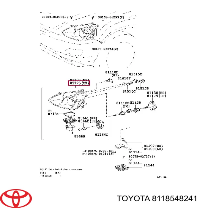8118548241 Toyota Reflektor lewy