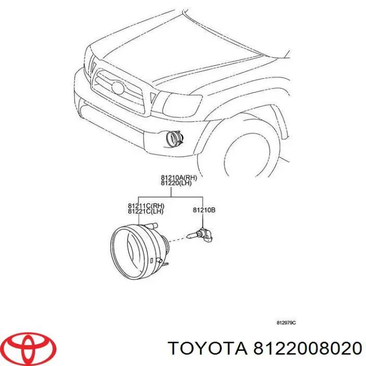 8122008020 Toyota Lampa przeciwmgielna lewa
