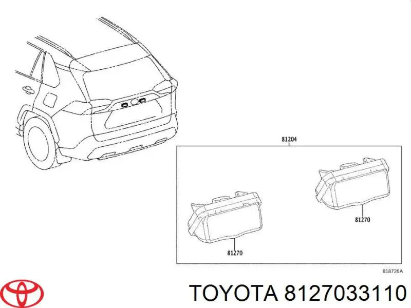 8127033110 Toyota Lampa oświetlenia tylnej tablicy rejestracyjnej