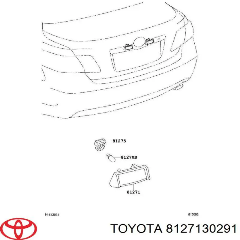 Obudowa lampki odświetlenia tablicy rejestracyjnej Toyota 8127130291 cena, od 26,19 USD