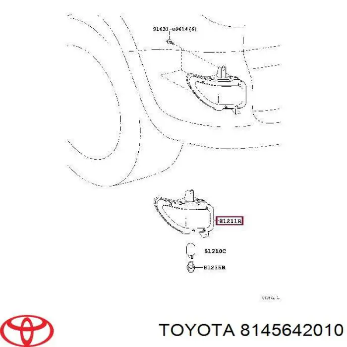 Do koszyka 8145642010 Toyota Przednia lampa przeciwmgielna tylna lewa
