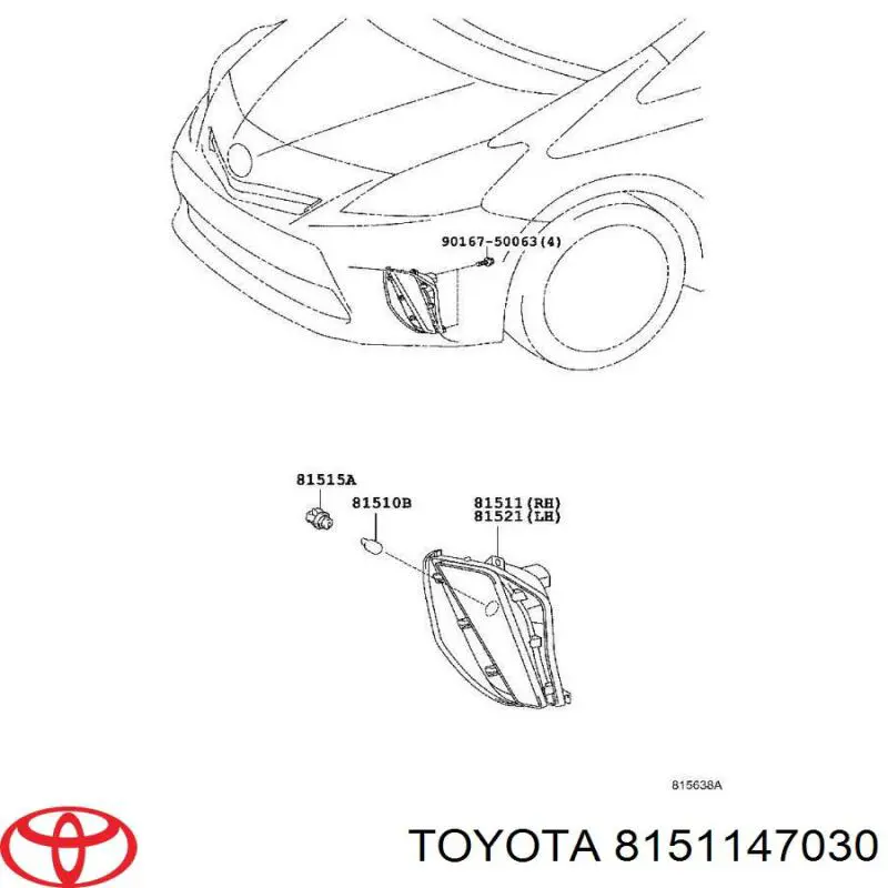 8151147030 Toyota Lampa pozycyjna (kierunkowskaz) w zderzaku prawa